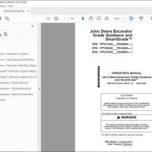 John Deere Excavator Grade Guidance & SmartGrade Operator's Manual PDF