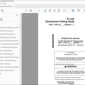 John Deere FL100 Directional Felling Head Operator's Manual PDF
