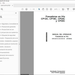 John Deere Fresadoras en frío CP12C, CP18C, CP24C y CP30C MANUAL DEL OPERADOR PDF