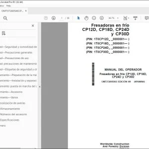 John Deere Fresadoras CP12D, CP18D, CP24D y CP30D MANUAL DEL OPERADOR PDF