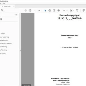 John Deere H212 Harvesteraggregat BETRIEBSANLEITUNG F712280 PDF