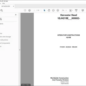 John Deere H215E Harvester Head Operator's Manual F674290 PDF