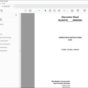 John Deere H219 Harvester Head Operator's Manual F718858 - PDF DOWNLOAD