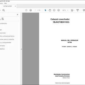 John Deere H270E Cabezal cosechador MANUAL DEL OPERADOR F076814 PDF