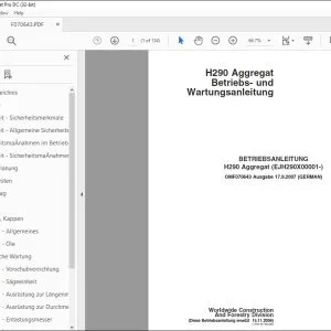 John Deere H290 Aggregat BETRIEBSANLEITUNG OMF070643 PDF