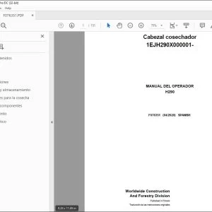 John Deere H290 Cabezal cosechador MANUAL DEL OPERADOR F076351 PDF