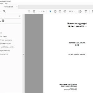 John Deere H412 Harvesteraggregat BETRIEBSANLEITUNG F075678 PDF
