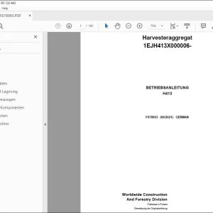 John Deere H413 Harvesteraggregat BETRIEBSANLEITUNG F678993 PDF