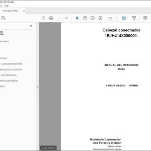John Deere H414 Cabezal cosechador MANUAL DEL OPERADOR F074220 PDF