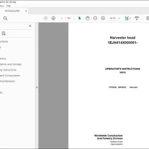 John Deere H414 Harvester Head Operator's Manual F074202 PDF