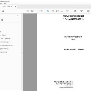 John Deere H414 Harvesteraggregat BETRIEBSANLEITUNG F074205 PDF