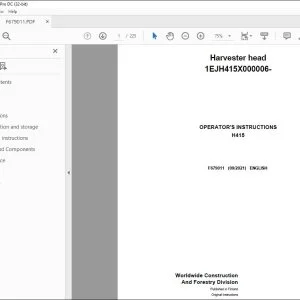 John Deere H415 Harvester Head Operator's Manual F679011 PDF DOWNLOAD