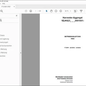 John Deere H423 Harvester-Aggregat BETRIEBSANLEITUNG F722941 PDF