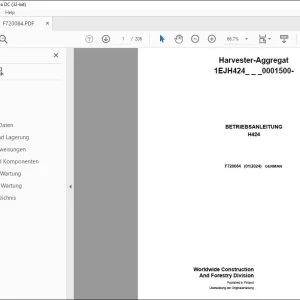 John Deere H424 Harvester-Aggregat BETRIEBSANLEITUNG F720084 PDF