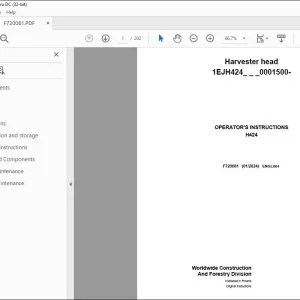 John Deere H424 Harvester Head Operator's Manual F720081 - PDF DOWNLOAD