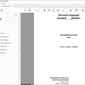 John Deere H425 Harvester-Aggregat BETRIEBSANLEITUNG F722915 PDF