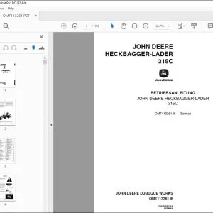 John Deere HECKBAGGER-LADER 315C BETRIEBSANLEITUNG OMT113261 PDF