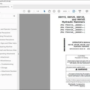 John Deere HH115, HH125, HH135 & HH145 Hammers Operator's Manual PDF