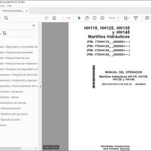 John Deere HH115 HH125 HH135 y HH145 Martillos MANUAL DEL OPERADOR PDF