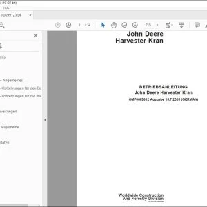 John Deere Harvester Kran BETRIEBSANLEITUNG OMF0669912 - PDF DOWNLOAD