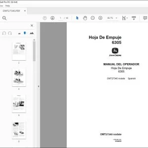 John Deere Hoja De Empuje 6305 MANUAL DEL OPERADOR OMT27340 PDF