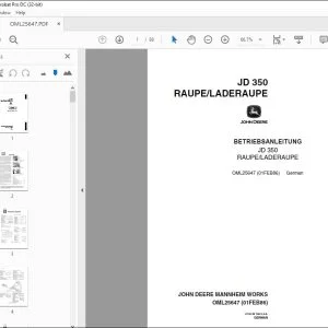 John Deere JD 350 RAUPE/LADERAUPE BETRIEBSANLEITUNG PDF