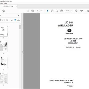 John Deere JD 544 WIELLADER BETRIEBSANLEITUNG OMT33223 – PDF DOWNLOAD