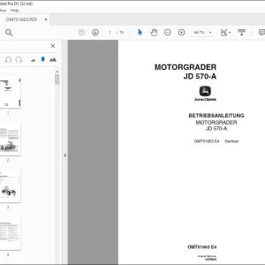 John Deere JD 570-A MOTORGRADER BETRIEBSANLEITUNG OMT51663 PDF