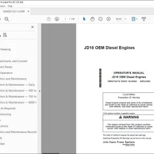 John Deere JD18 OEM Diesel Engines Operator's Manual - PDF DOWNLOAD