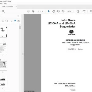 John Deere JD300-A & JD400-A Baggerlader BETRIEBSANLEITUNG PDF