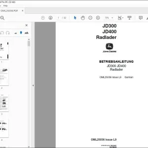 John Deere JD300 JD400 Radlader BETRIEBSANLEITUNG OML25036 PDF