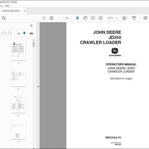 John Deere JD350 CRAWLER LOADER OPERATORS MANUAL OMT25303 PDF