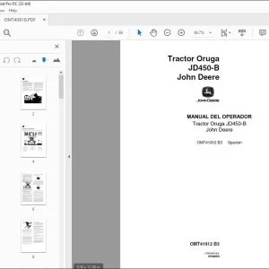 John Deere JD450-B Tractor Oruga MANUAL DEL OPERADOR OMT41912 PDF