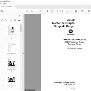 John Deere JD450 Tractor de Orugas Oruga de Cargar MANUAL DEL OPERADOR PDF