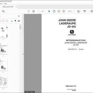 John Deere LADERAUPE JD 455 BETRIEBSANLEITUNG OML35357 PDF