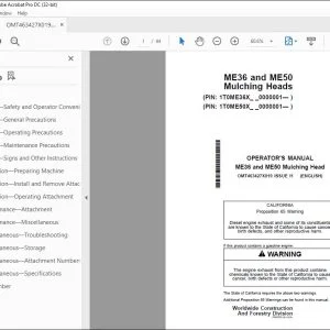 John Deere ME36 & ME50 Mulching Heads Operator's Manual PDF
