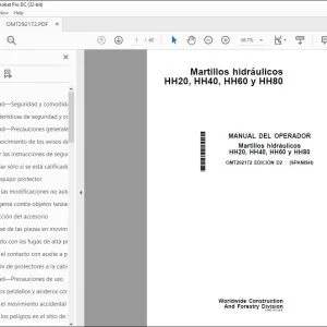 John Deere Martillos HH20, HH40, HH60 y HH80 MANUAL DEL OPERADOR PDF