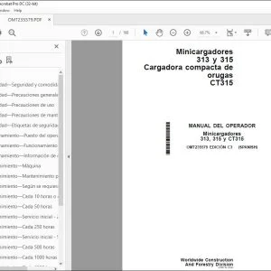 John Deere Minicargadores 313, 315 y CT315 MANUAL DEL OPERADOR PDF