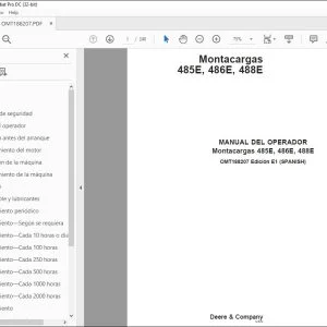 John Deere Montacargas 485E, 486E, 488E MANUAL DEL OPERADOR PDF
