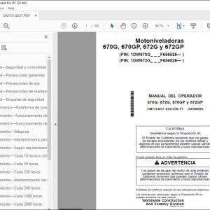 John Deere Motoniveladoras 670G, 670GP, 672G y 672GP MANUAL DEL OPERADOR PDF