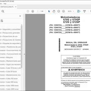 John Deere 670G 670GP 672G 672GP Motoniveladora Manual Operador PDF