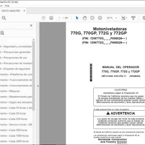 John Deere Motoniveladoras 770G, 770GP, 772G y 772GP MANUAL DEL OPERADOR PDF