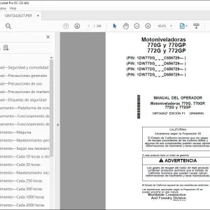 John Deere Motoniveladoras 770G, 770GP, 772G y 772GP MANUAL DEL OPERADOR PDF
