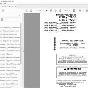 John Deere Motoniveladoras 770G 770GP 772G y 772GP MANUAL DEL OPERADOR PDF