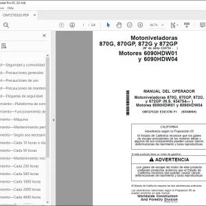 John Deere Motoniveladoras 870G 870GP 872G 872GP Manual del Operador PDF