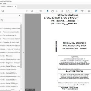John Deere Motoniveladoras 870G 872G 870GP 872GP Manual de Operacion PDF