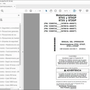 John Deere 870G 870GP 872G 872GP Motoniveladora Manual Operador PDF
