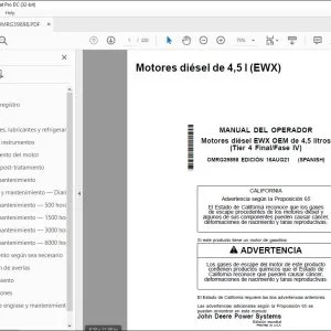 John Deere Motores diésel EWX OEM de 4,5 litros MANUAL DEL OPERADOR PDF