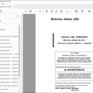 John Deere Motores diésel JD9 MANUAL DEL OPERADOR OMDZ125111 PDF