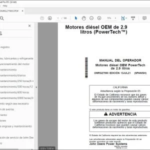 John Deere Motores OEM PowerTech de 2.9 litros MANUAL DEL OPERADOR PDF